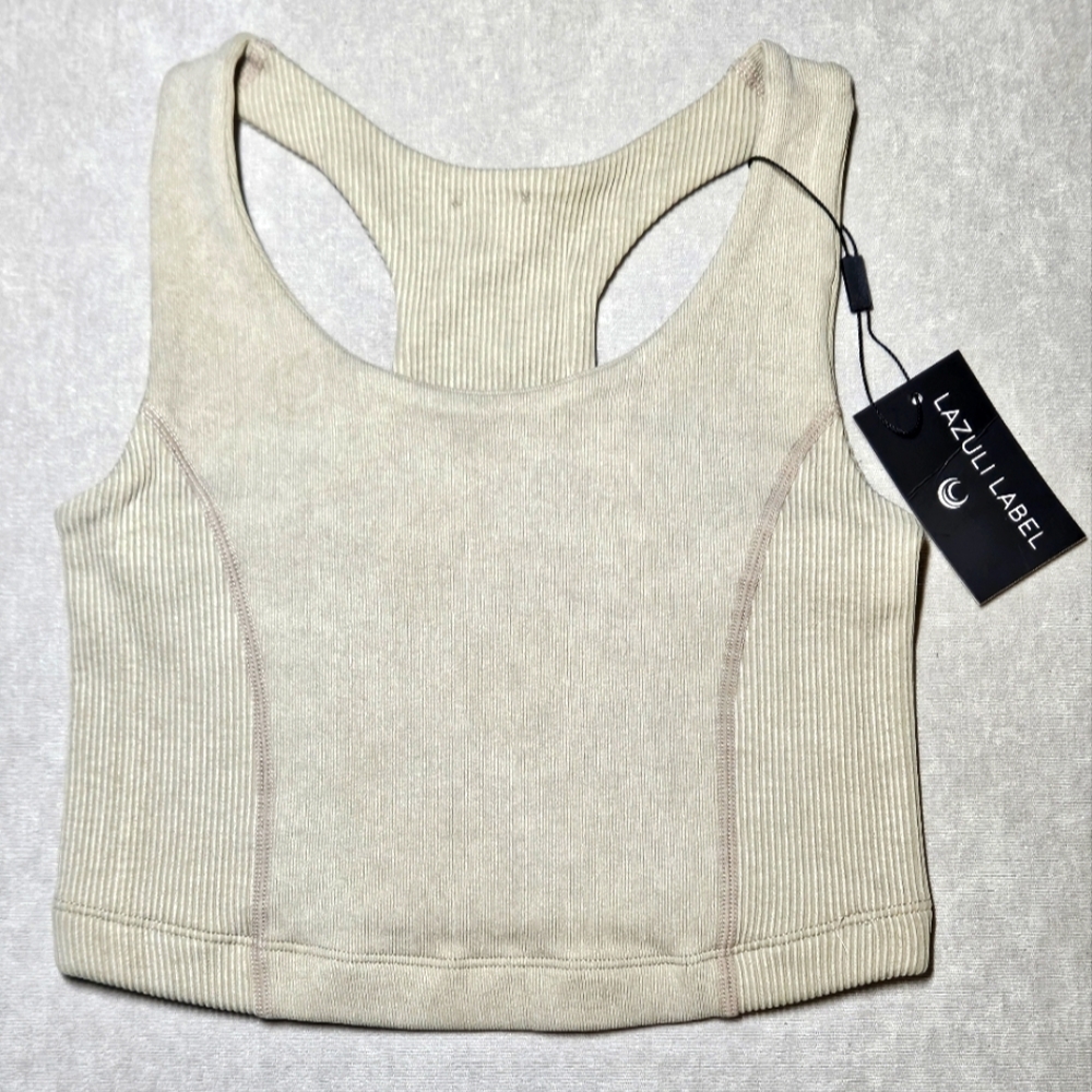 Lazuli Label Acid Wash Rib Detail Vest Top